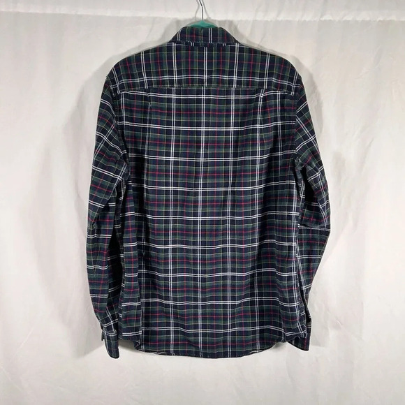 American Eagle Flannel Shirt Men's Large Green Blue Plaid Button Up Long Sleeve - Picture 6 of 8